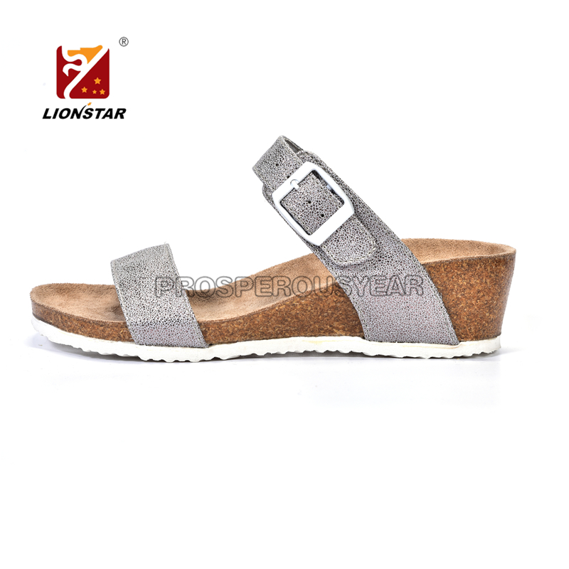 2023 women's fashion cork material summer wedge sandals